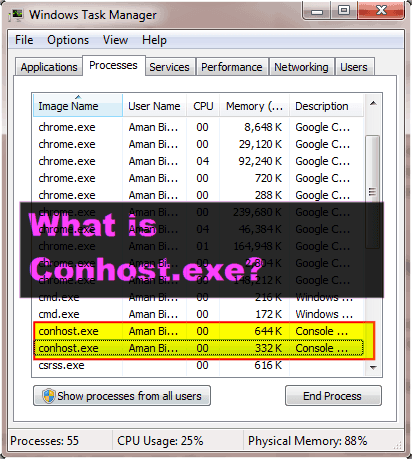 conhost.exe console window host multiple