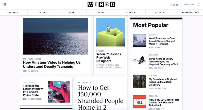 Wired Websites homepage